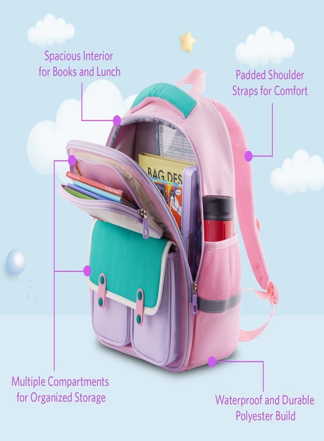 VAYA LY'L-CHAMP School Bags for Boys/Girls, 21L Lightweight and Waterproof Backpack for Class 1 to 5, Durable and Comfortable School Bag for Kids Aged 6-10 Years, Color - Pink - Image 2